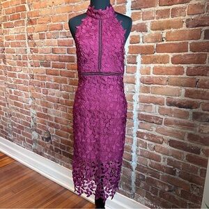 Bardot Plum Lace Midi Dress